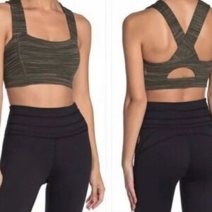 NWT Free People Crossback Athletic Crop Top Olive, Brown, Cream size XS